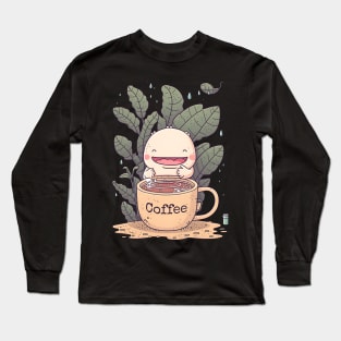 Funny Axolotl & Coffee Kawaii Anime Long Sleeve T-Shirt